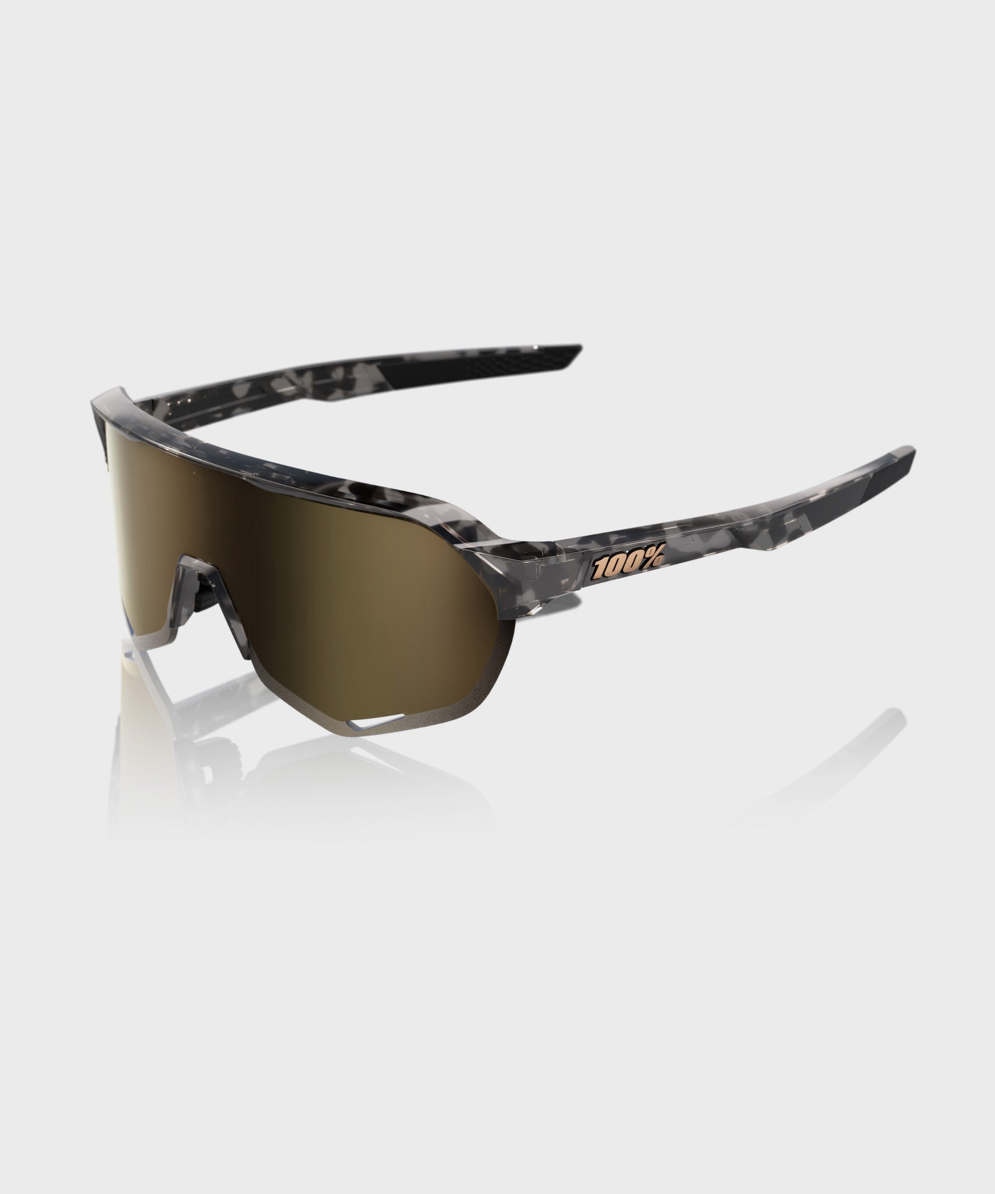 100% S2 Glasses - Gloss Black Havana / Soft Gold Mirror Lens