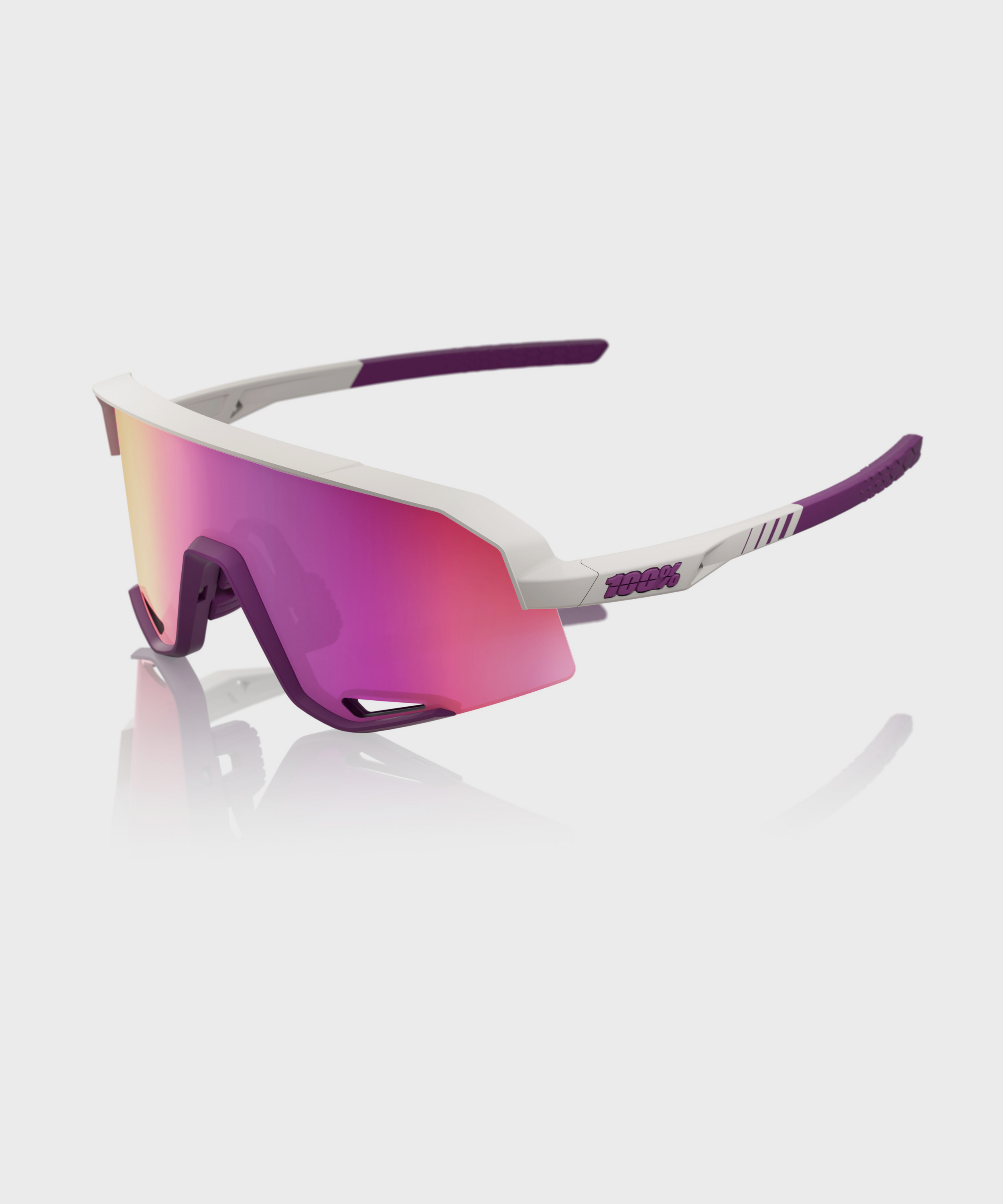100% Slendale Glasses - Matte Chalk / Purple Multilayer Mirror Lens