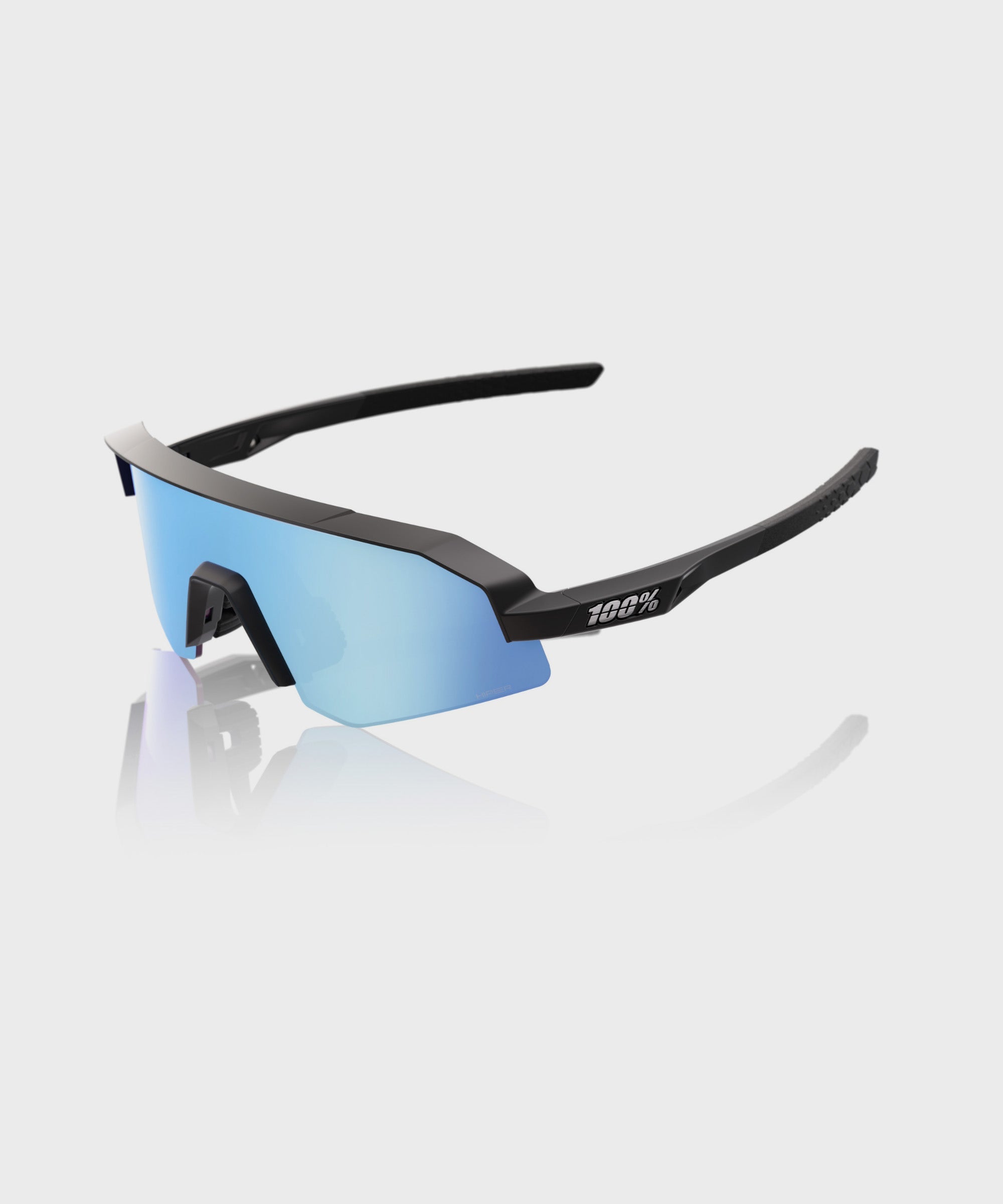 100% Slendale Youth Glasses - Matte Black / HiPER Blue Mirror Lens