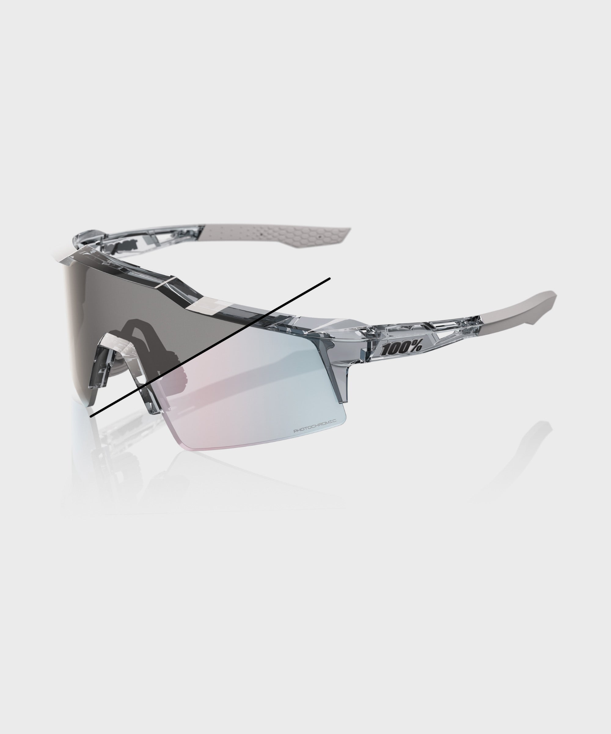 100% Speedcraft SL Glasses - Translucent Grey / Rose Gold Photochromic Lens