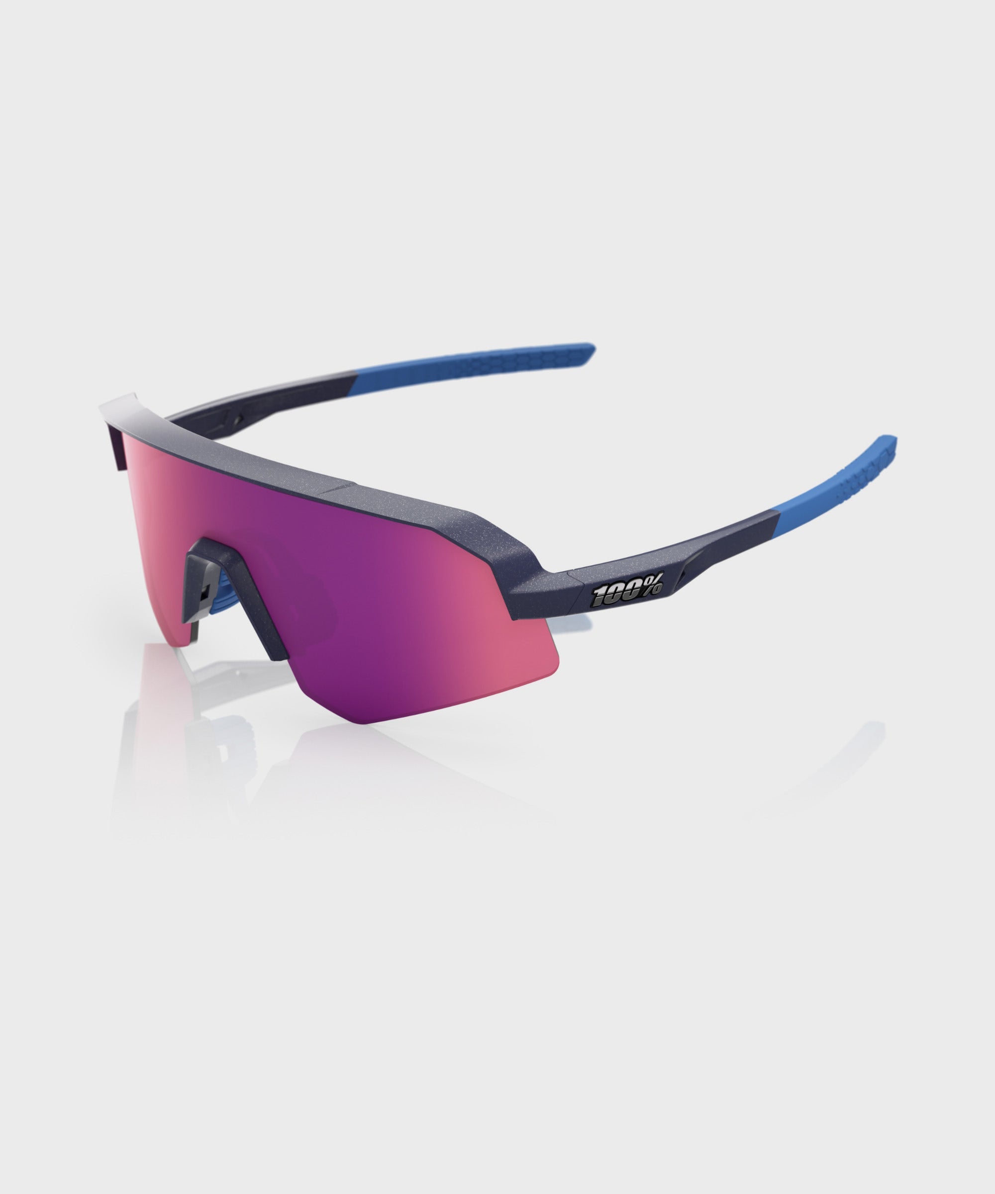 100% Slendale SL Glasses - Satin Storm Metallic / Purple Mirror Lens