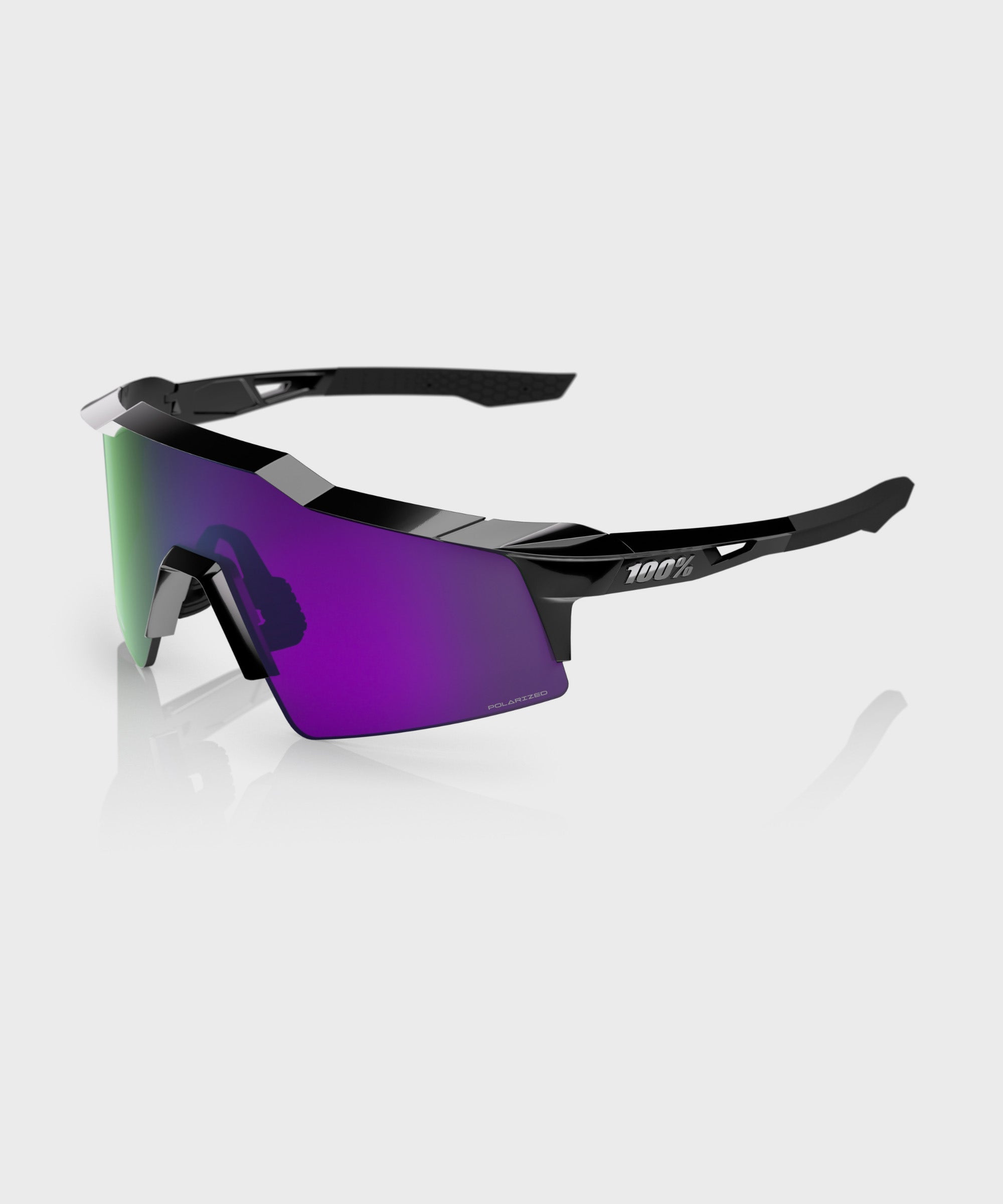 100% Speedcraft SL Glasses - Polished Black / HiPER Lavender Mirror Polarized Le