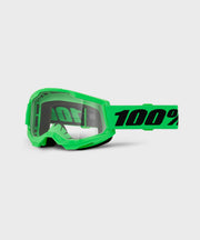 100% Strata 2 Goggle Neon Green / Clear Lens