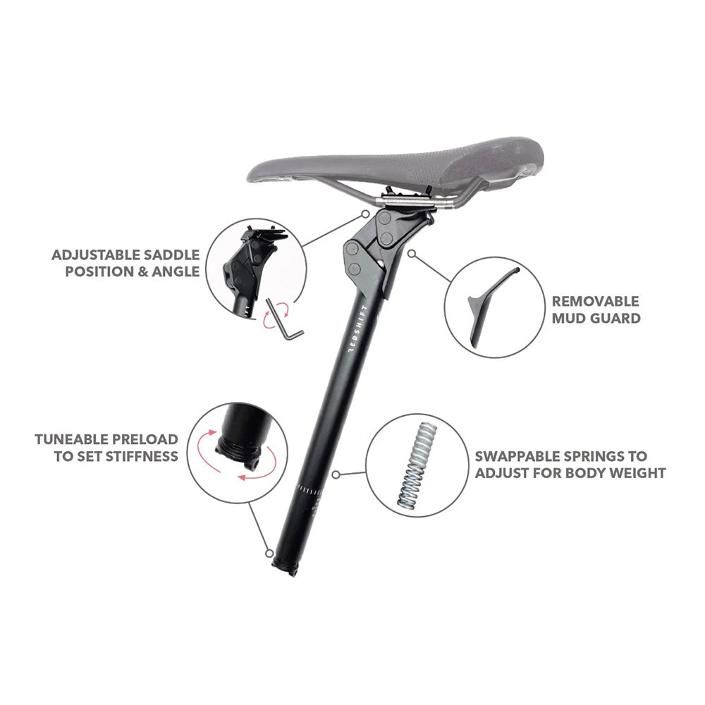 Redshift Sports ShockStop City Suspension Seatpost Black 30.9x350mm