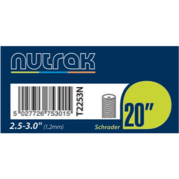 Nutrak 20 x 2.5 - 3.0 inch Schrader valve 1.3mm fat bike inner tube