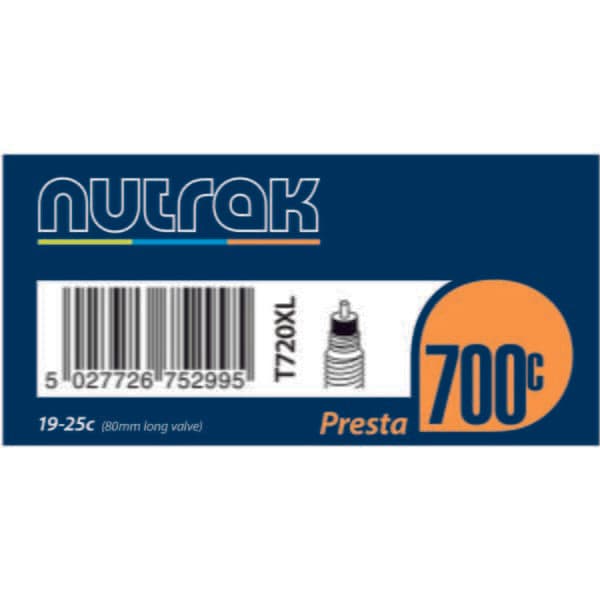 Nutrak 700 x 19 - 25C Presta 80 mm long valve inner tube