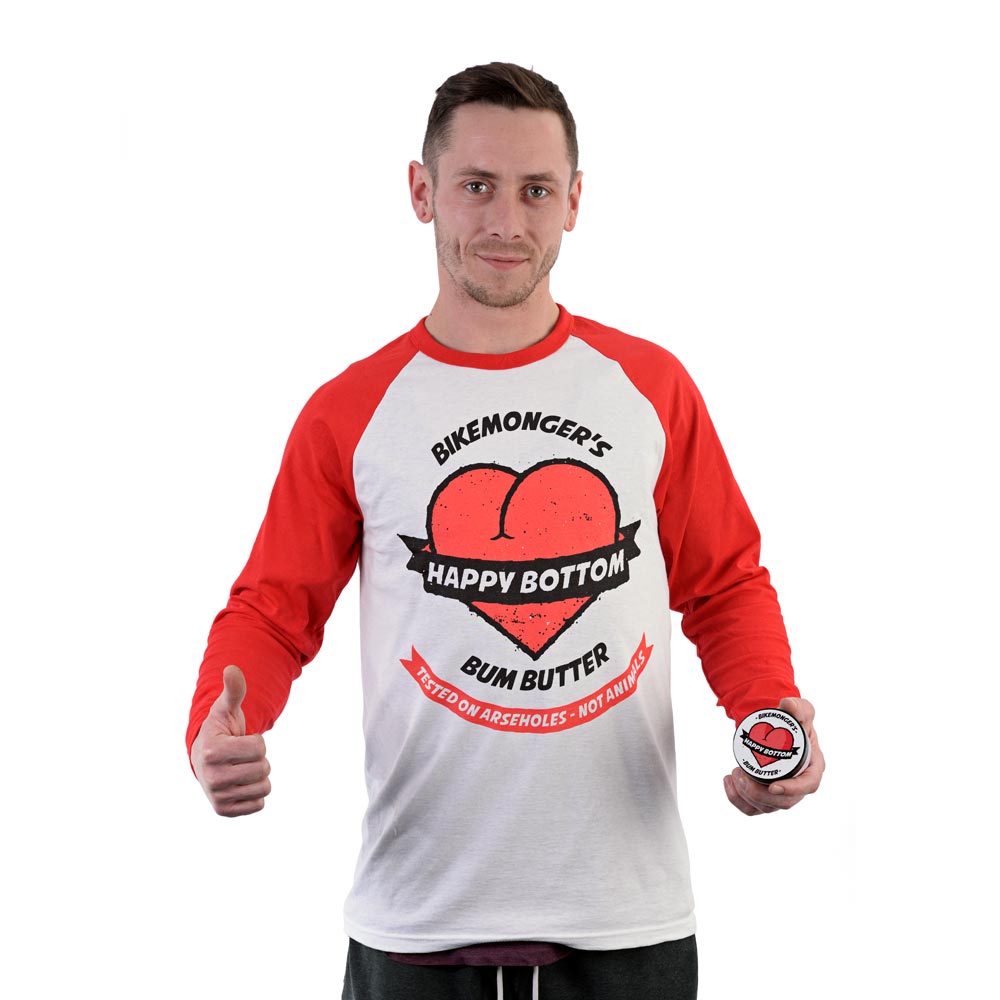 Happy Bottom Bum Butter Baseball Shirt Red/White XXL