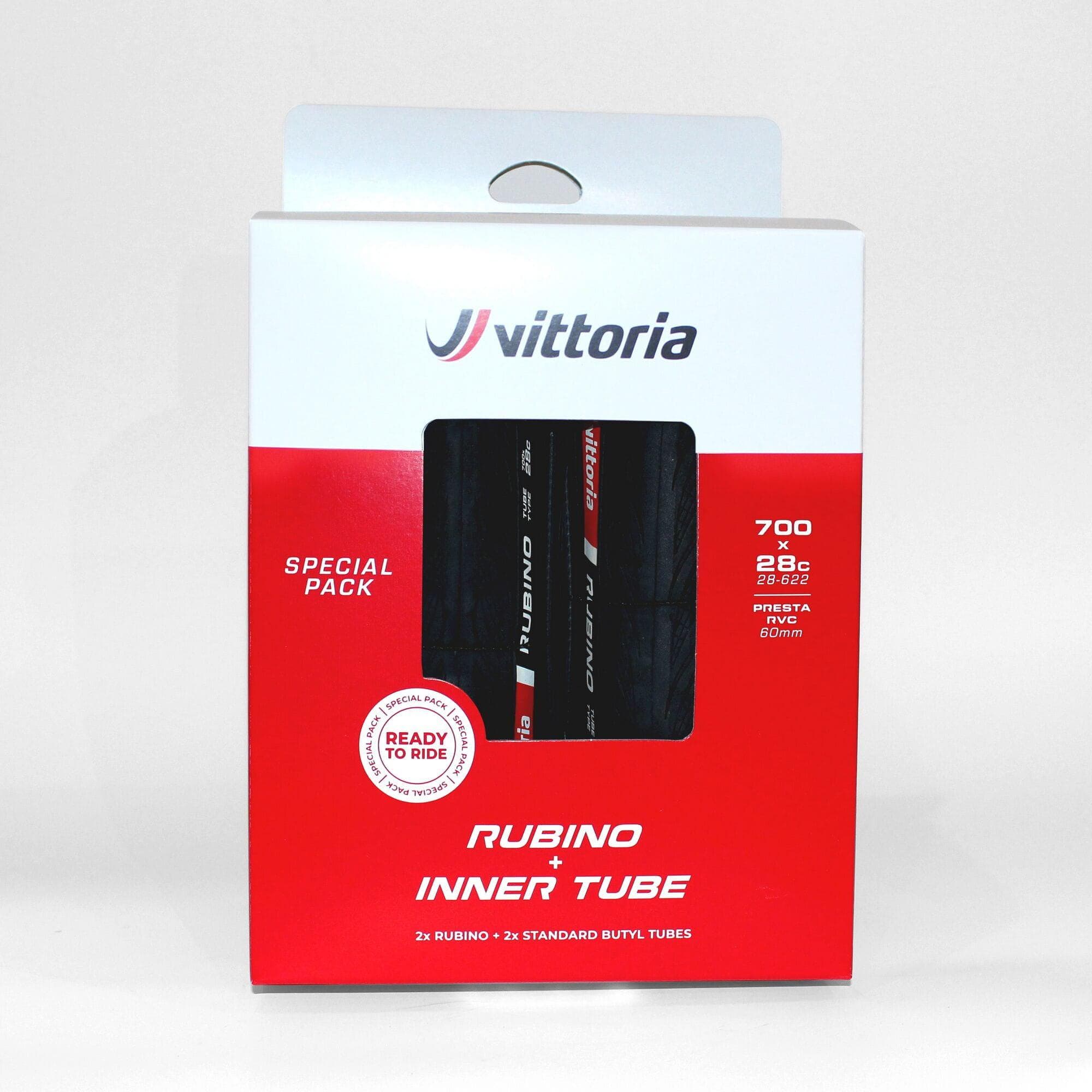 Vittoria Rubino V 700x28c Folding Full Black Twin Pack with 2 x Innertubes