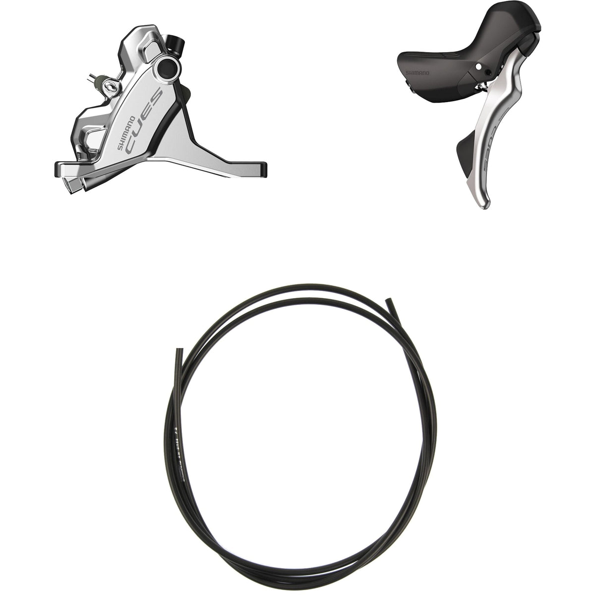 Shimano CUES CUES ST-U6030 bled mechanical STI set; flat mount calliper; RH Front; silver