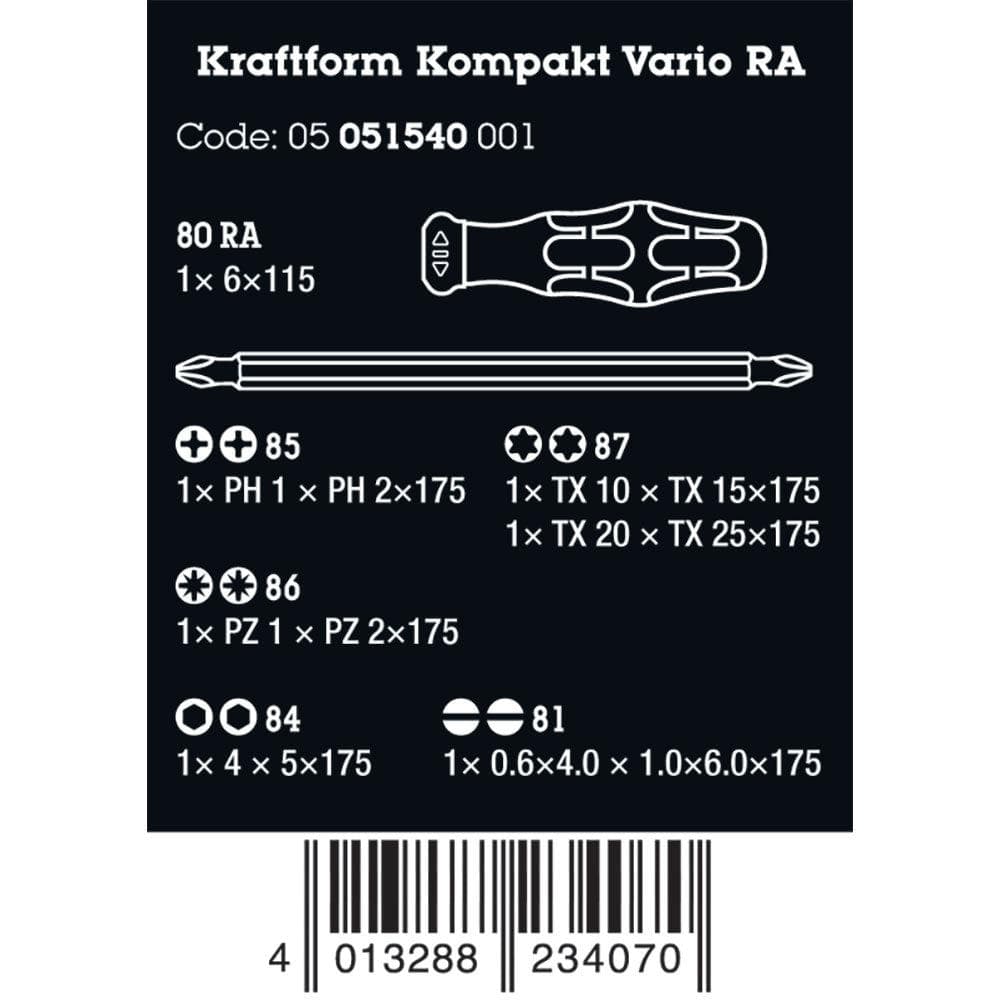 Wera Tools Kraftform Kompakt Vario Rachet Screwdriver