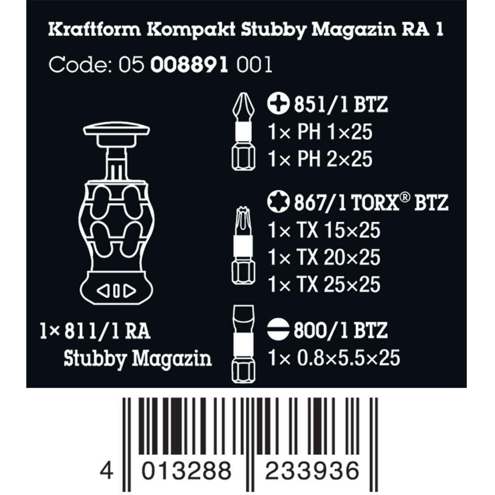 Wera Tools Kraftform Kompakt Stubby Magazine Rachet 1