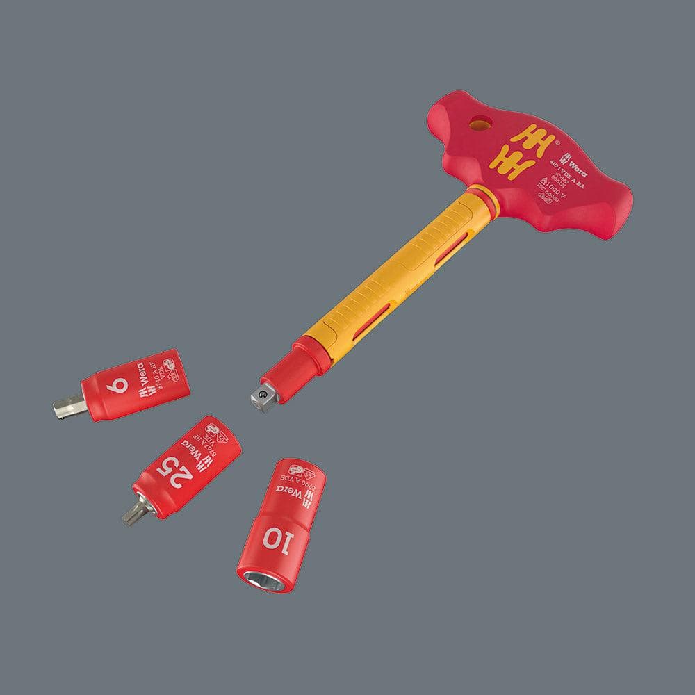 Wera Tools 410 VDE Insulated T-Handle 1/4" Ratchet S/Driver