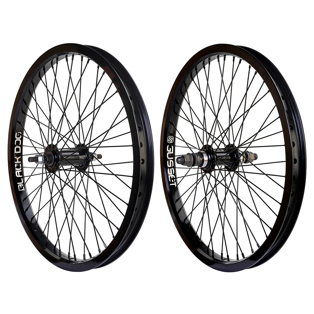 Gusset Components Black Dog, 3/8", Black Dog Double Wall Rim On Std Hub & Blk Spokes, 48h (20")