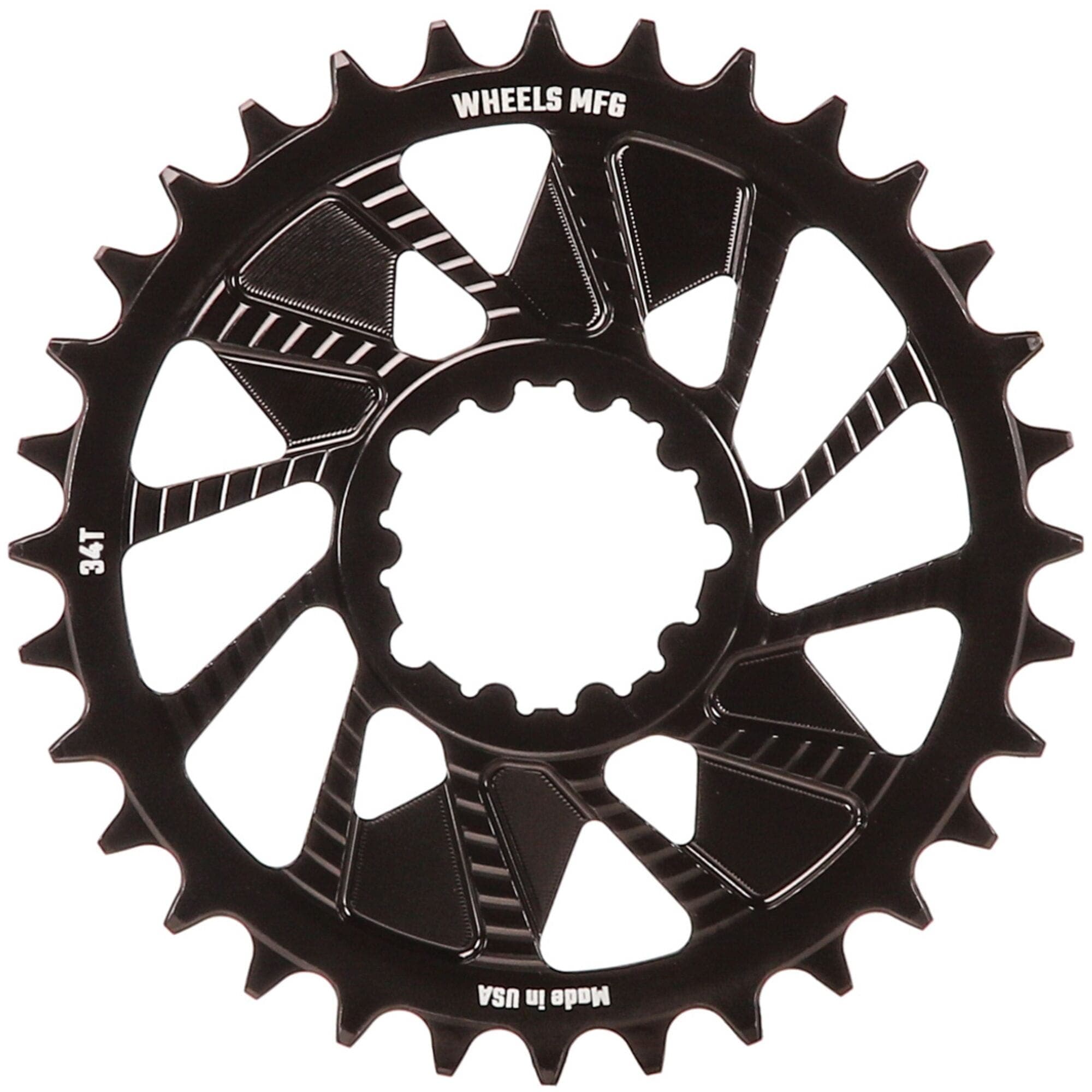 Wheels Manufacturing Black; Chainring 34T; SRAM 3-Bolt; 3mm; T-Type Chain