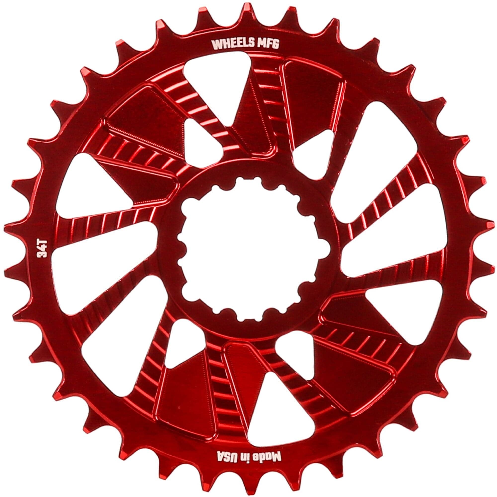 Wheels Manufacturing Red; Chainring 34T; SRAM 3-Bolt; 3mm; T-Type Chain