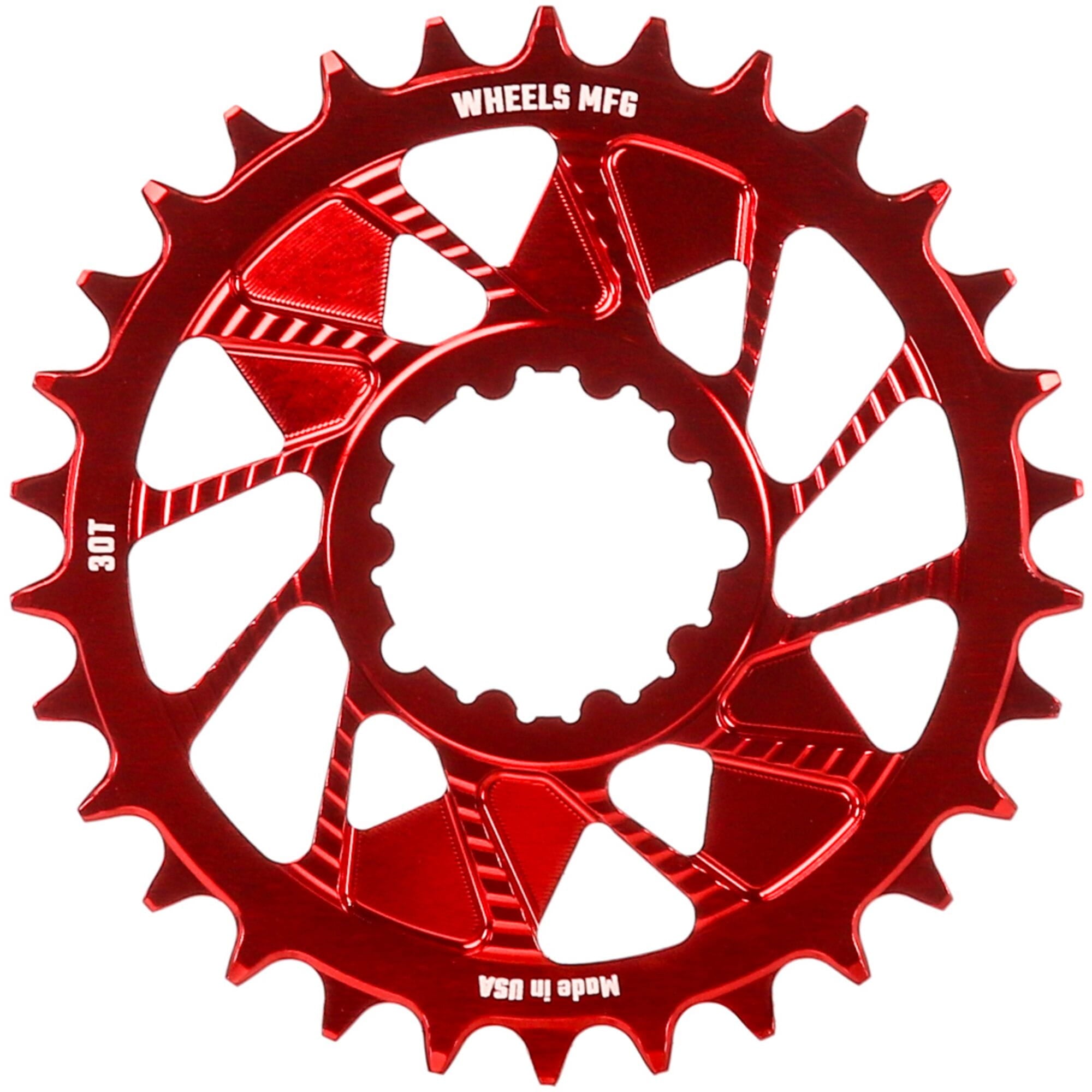 Wheels Manufacturing Red; Chainring 30T; Shimano Direct Mount; 1.5mm Outboard; HG+ Chain