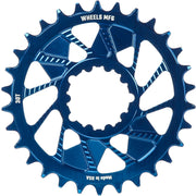 Wheels Manufacturing Blue; Chainring 28T; Shimano Direct Mount; 1.5mm Outboard; HG+ Chain