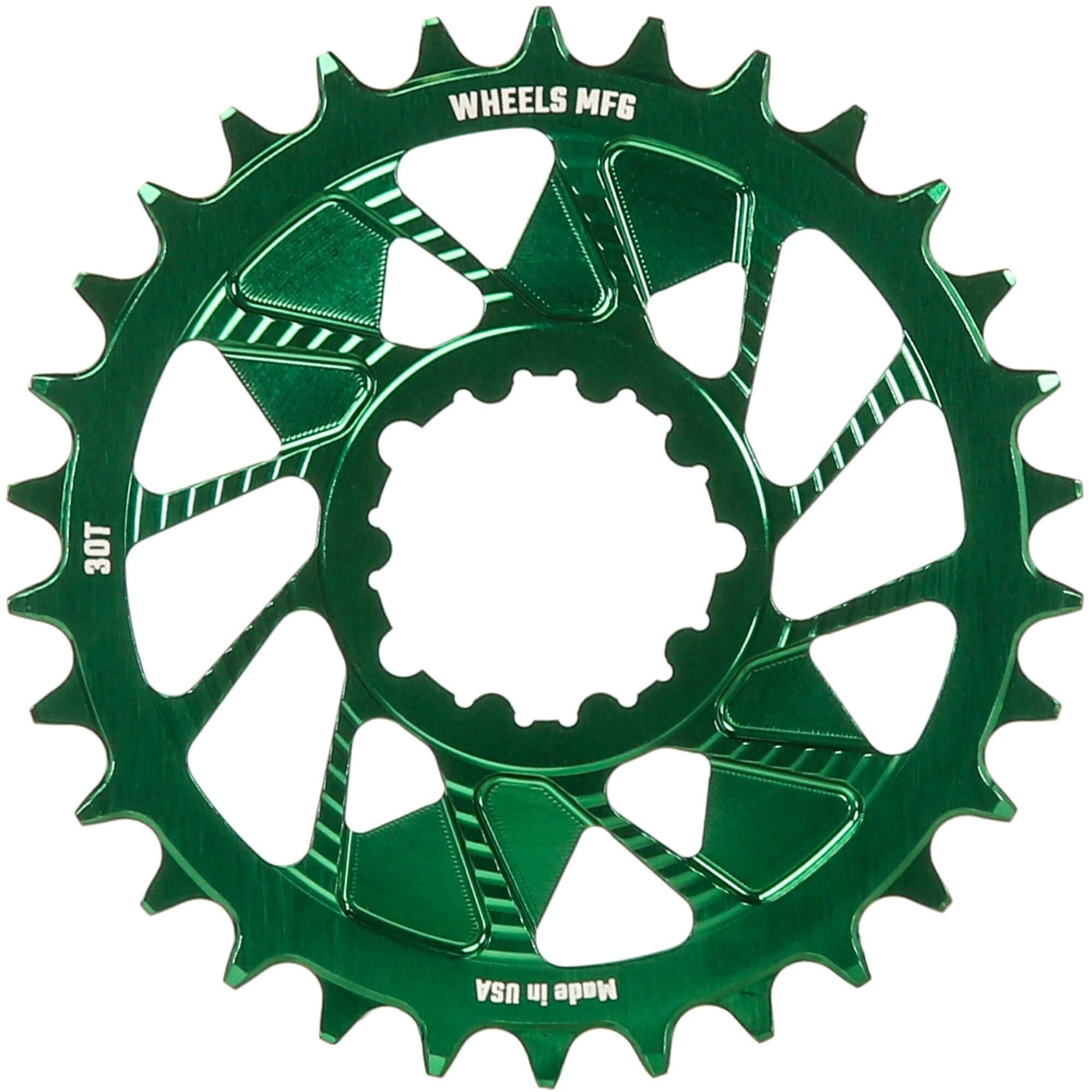Wheels Manufacturing Green; Chainring 30T; SRAM 3-Bolt; 3mm; Hyperglide+ Chain