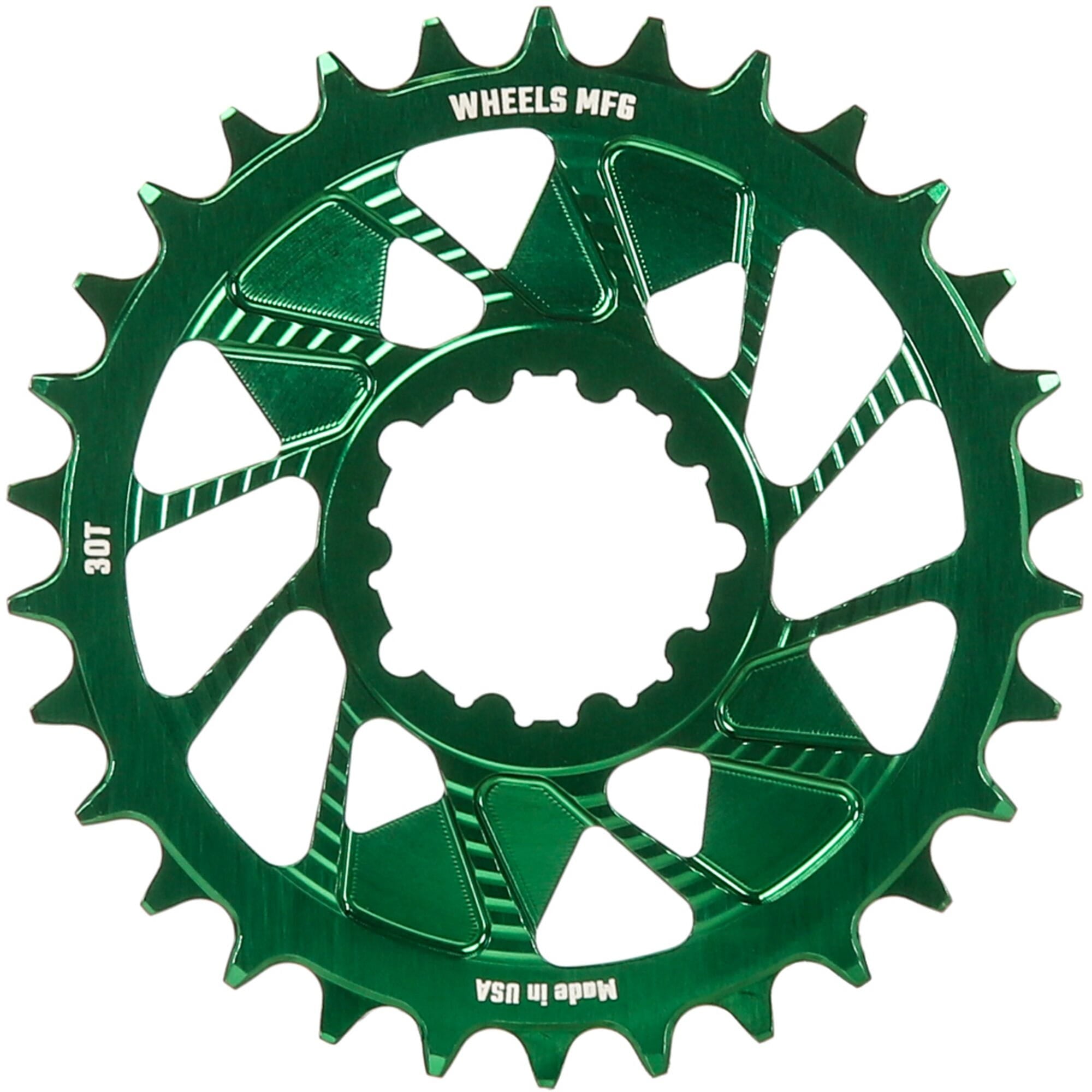 Wheels Manufacturing Green; Chainring 30T; Shimano Direct Mount; 1.5mm Outboard; HG+ Chain