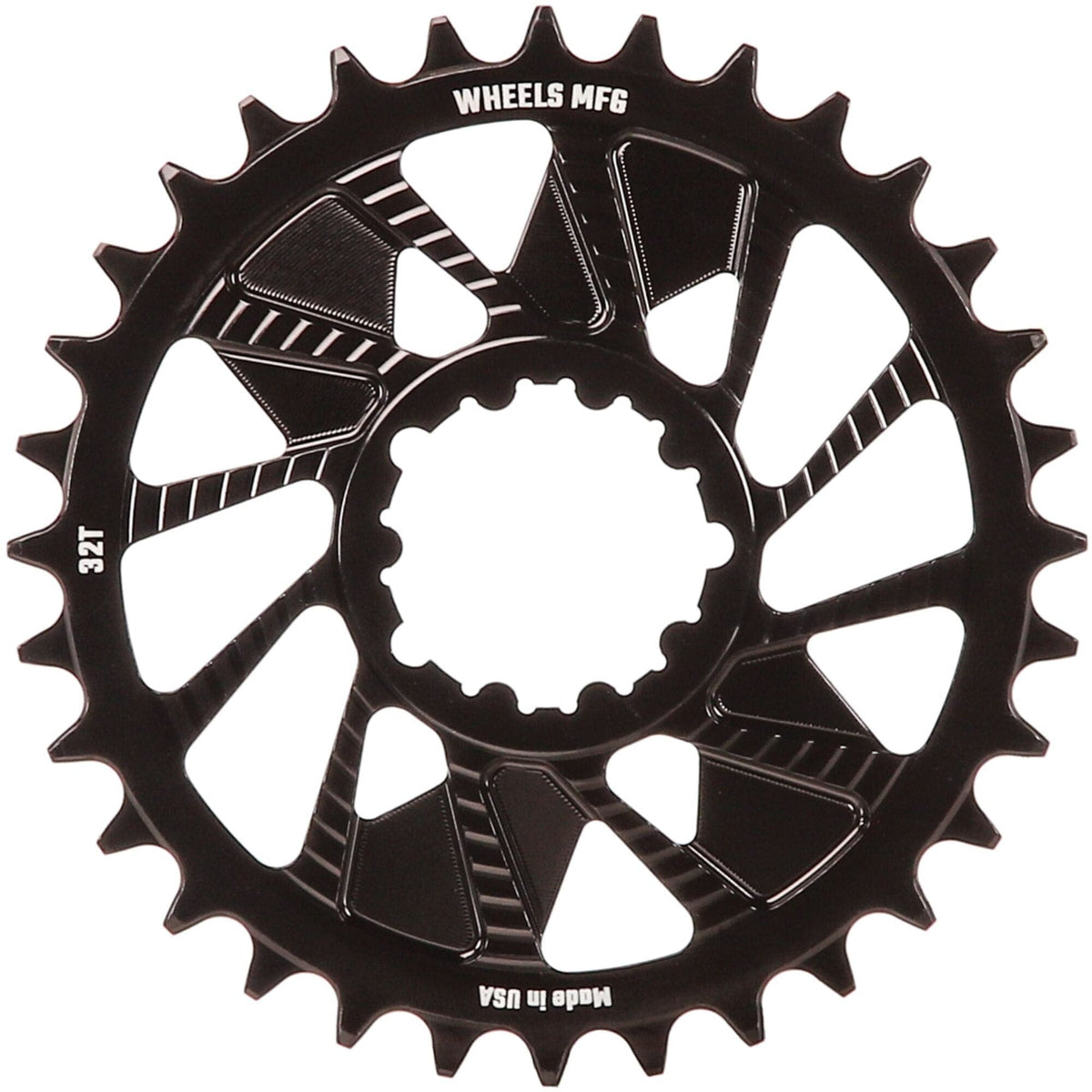 Wheels Manufacturing Black; Chainring 32T; SRAM 3-Bolt; 3mm; Hyperglide+ Chain