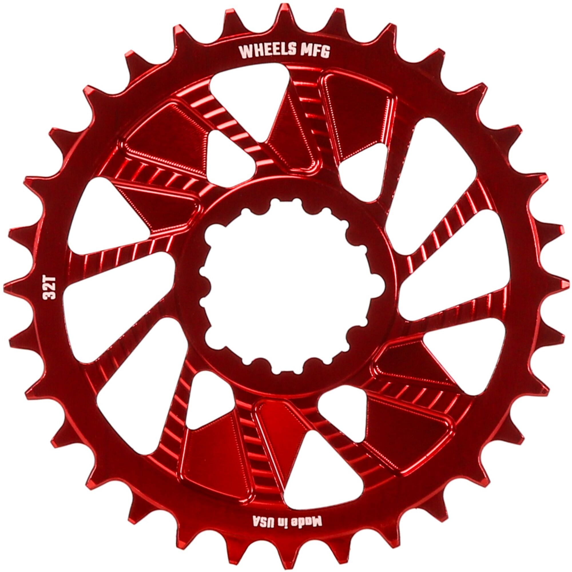 Wheels Manufacturing Red; Chainring 32T; Shimano Direct Mount; 1.5mm Outboard; HG+ Chain
