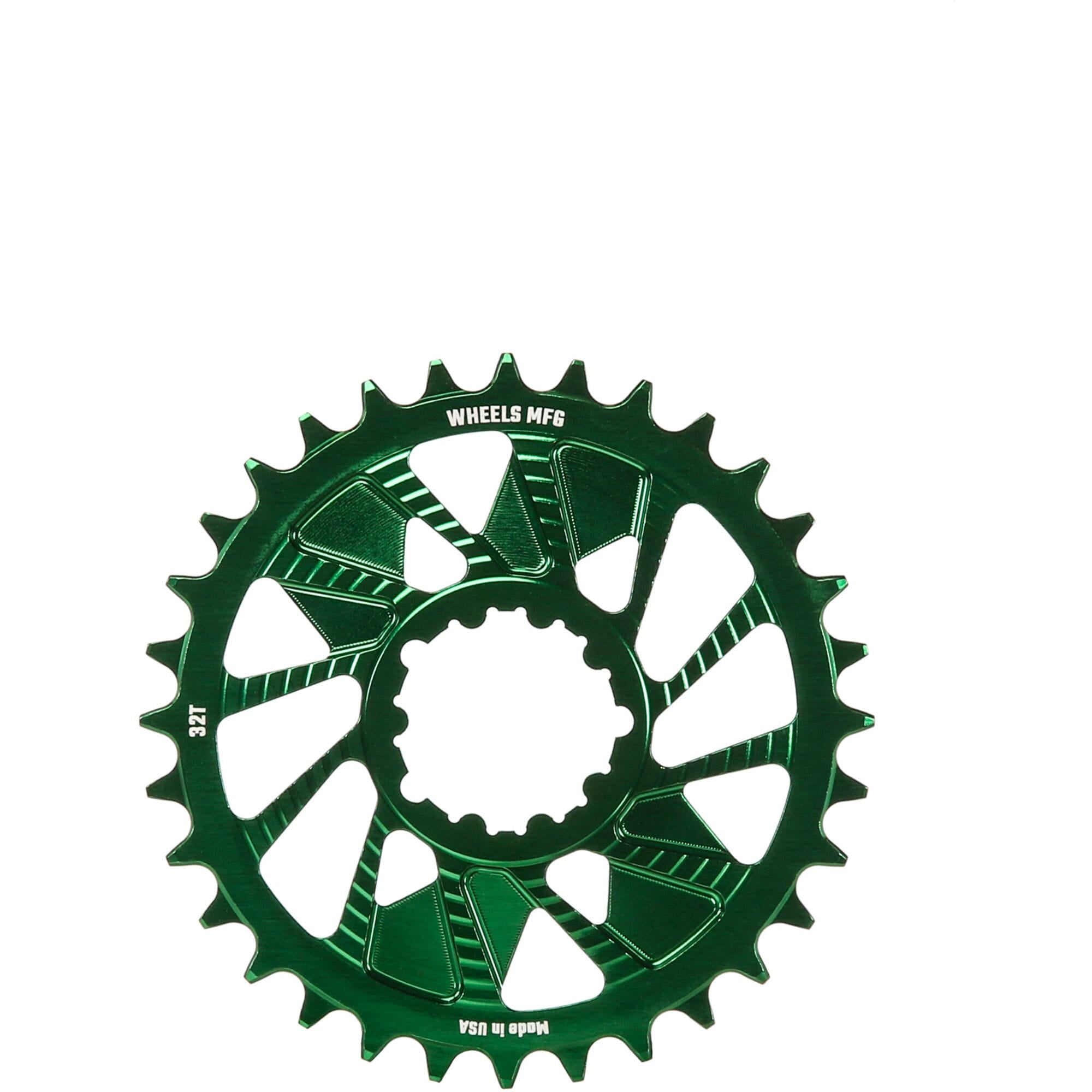 Wheels Manufacturing Green; Chainring 32T; Shimano Direct Mount; 1.5mm Outboard; HG+ Chain