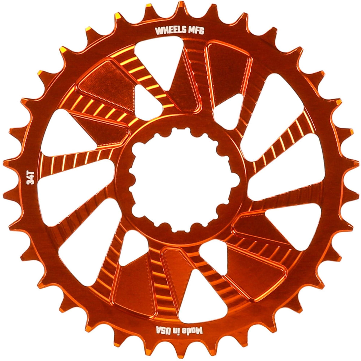 Wheels Manufacturing Orange; Chainring 34T; SRAM 3-Bolt; 3mm; Hyperglide+ Chain