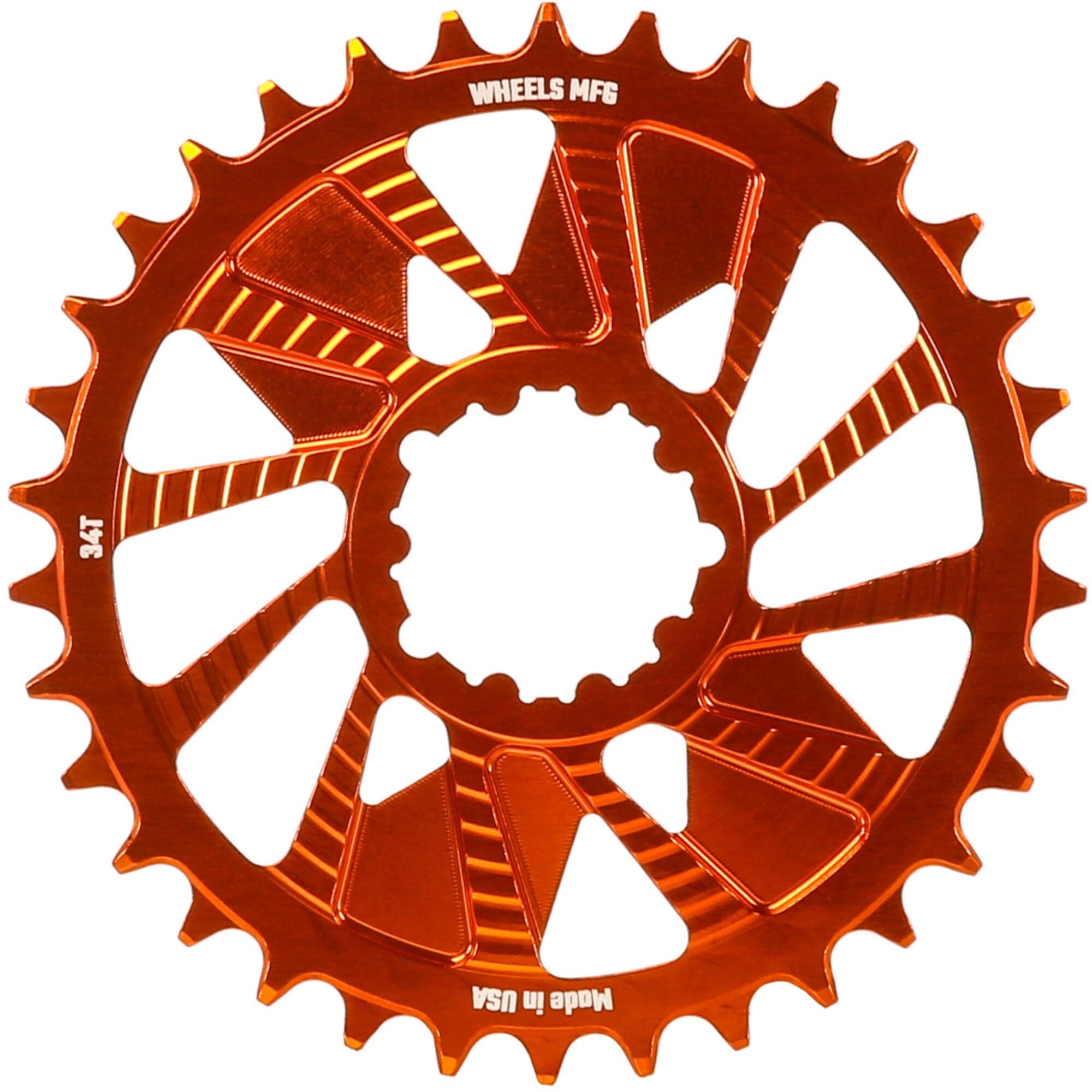Wheels Manufacturing Orange; Chainring 34T; SRAM 3-Bolt; 3mm; Hyperglide+ Chain
