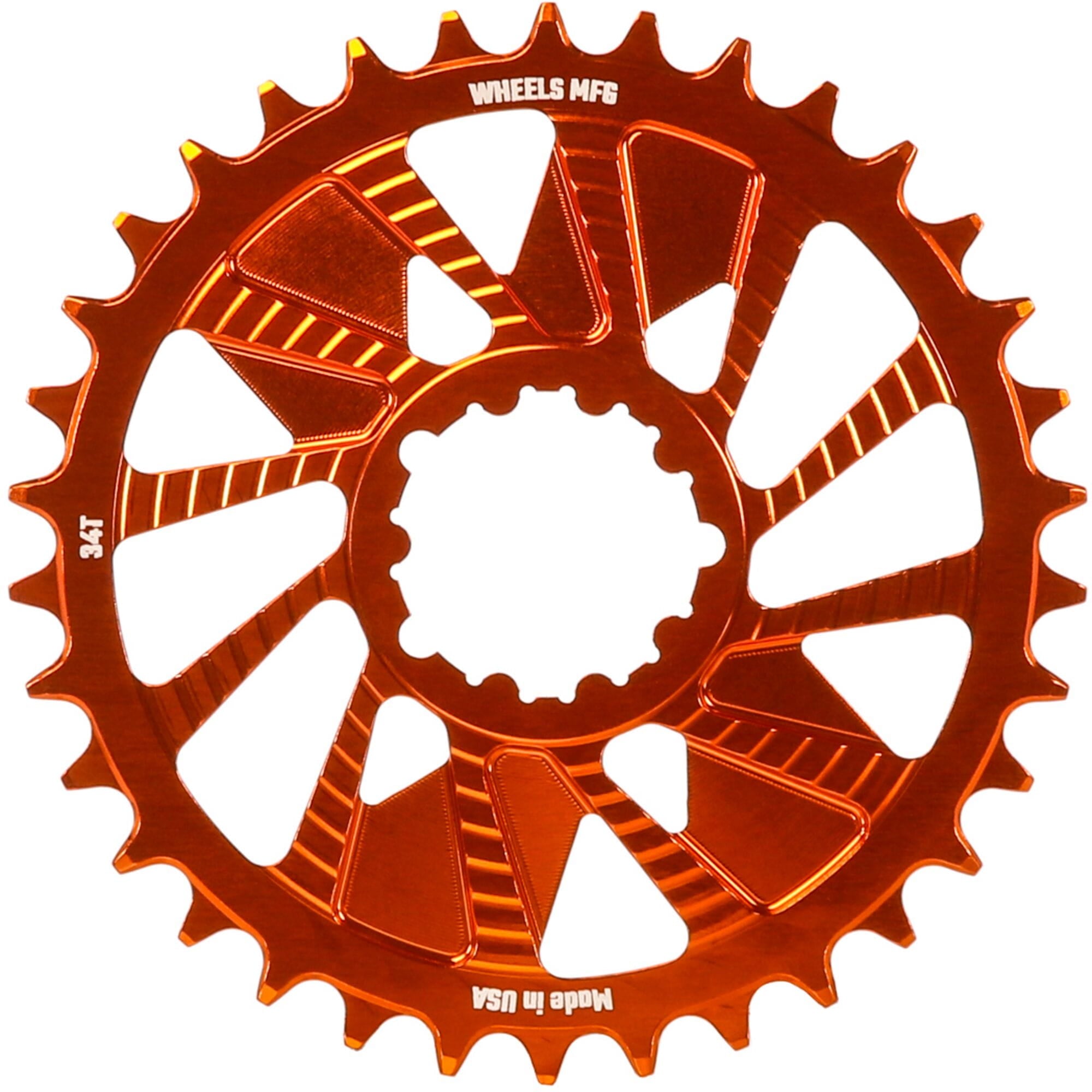 Wheels Manufacturing Orange; Chainring 34T; Shimano Direct Mount; 1.5mm Outboard; HG+ Chain