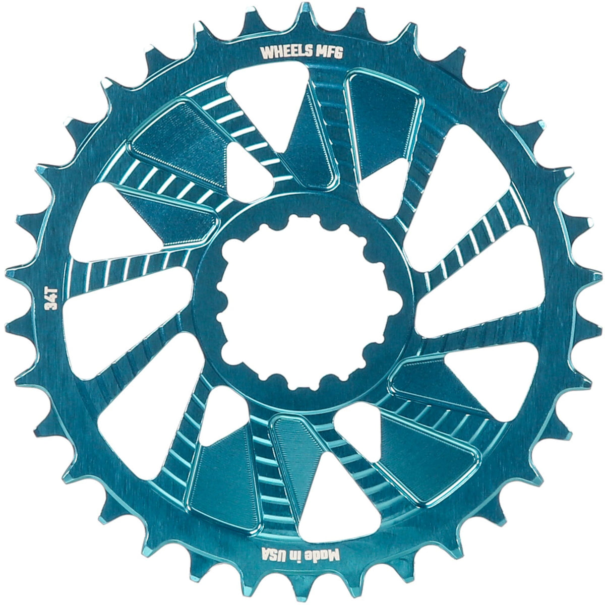 Wheels Manufacturing Teal; Chainring 34T; Shimano Direct Mount; 1.5mm Outboard; HG+ Chain