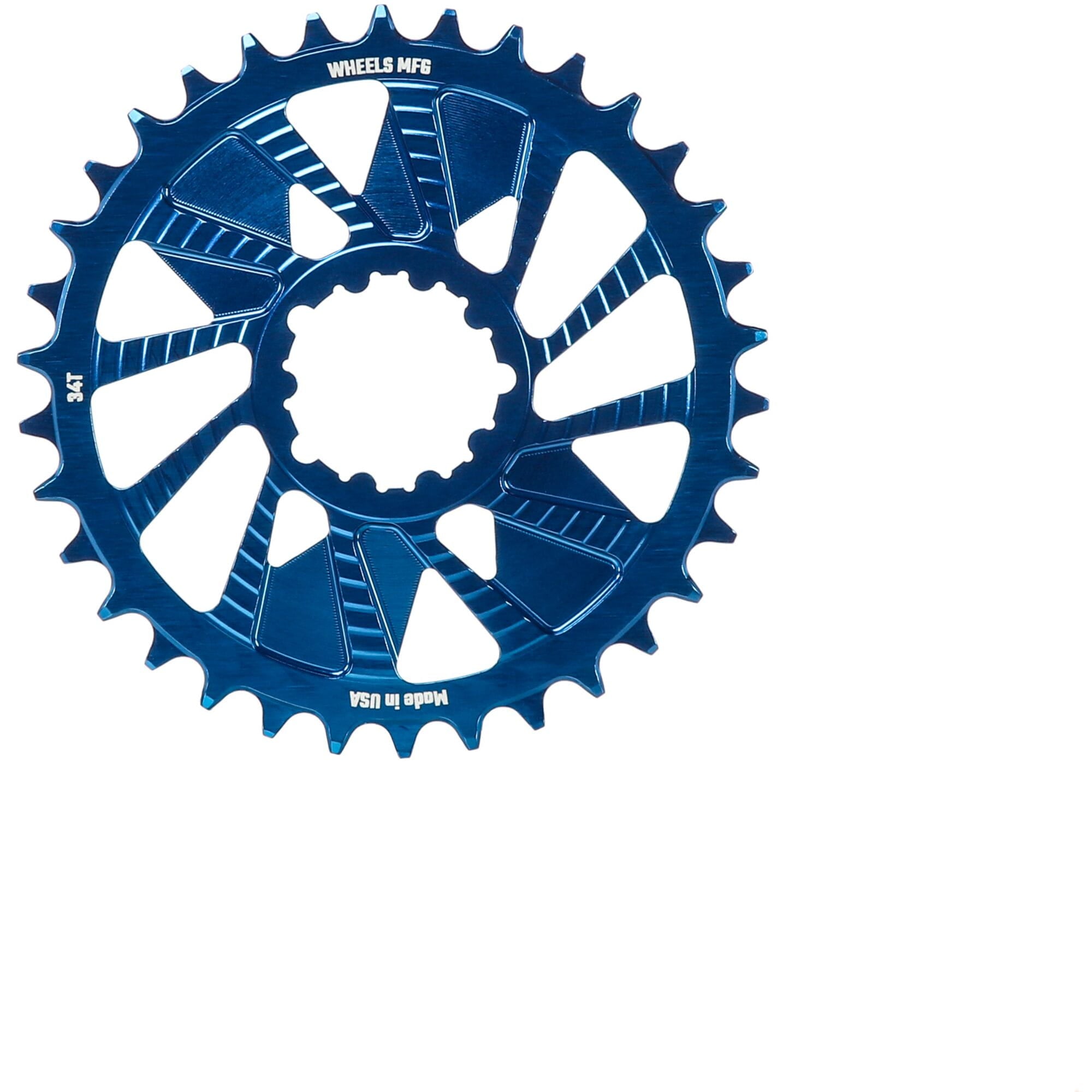 Wheels Manufacturing Blue; Chainring 34T; Shimano Direct Mount; 1.5mm Outboard; HG+ Chain