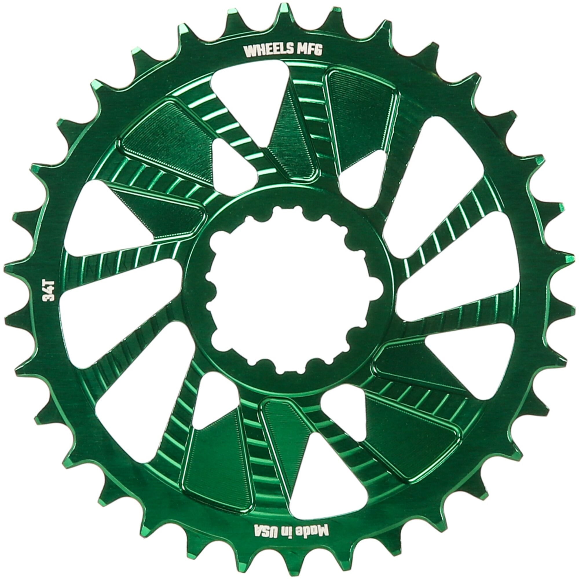 Wheels Manufacturing Green; Chainring 34T; Shimano Direct Mount; 1.5mm Inboard; HG+ Chain
