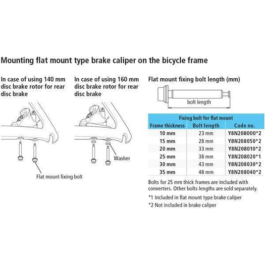 Shimano Spares Flat mount calliper to flat mount frame fixing bolt C; for 25mm frame; 38mm bolt