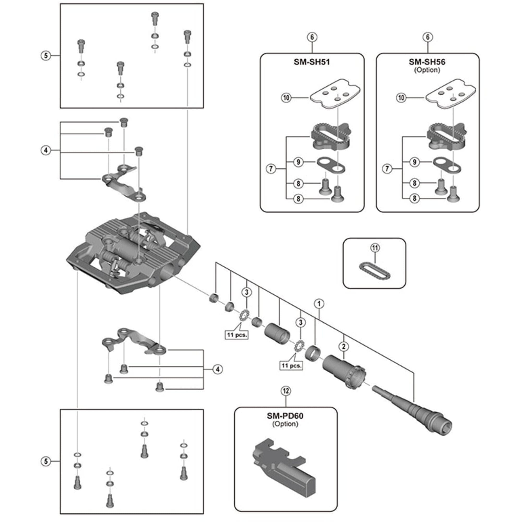 Shimano Spares PD-M821 Pedal axle assembly, left hand
