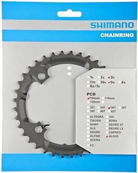 Load image into Gallery viewer, Shimano FC-M431 8 Speed chainring, 36T in Black
