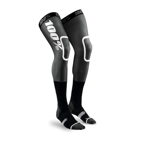 100% REV MX Knee Brace Socks Black / White L/XL