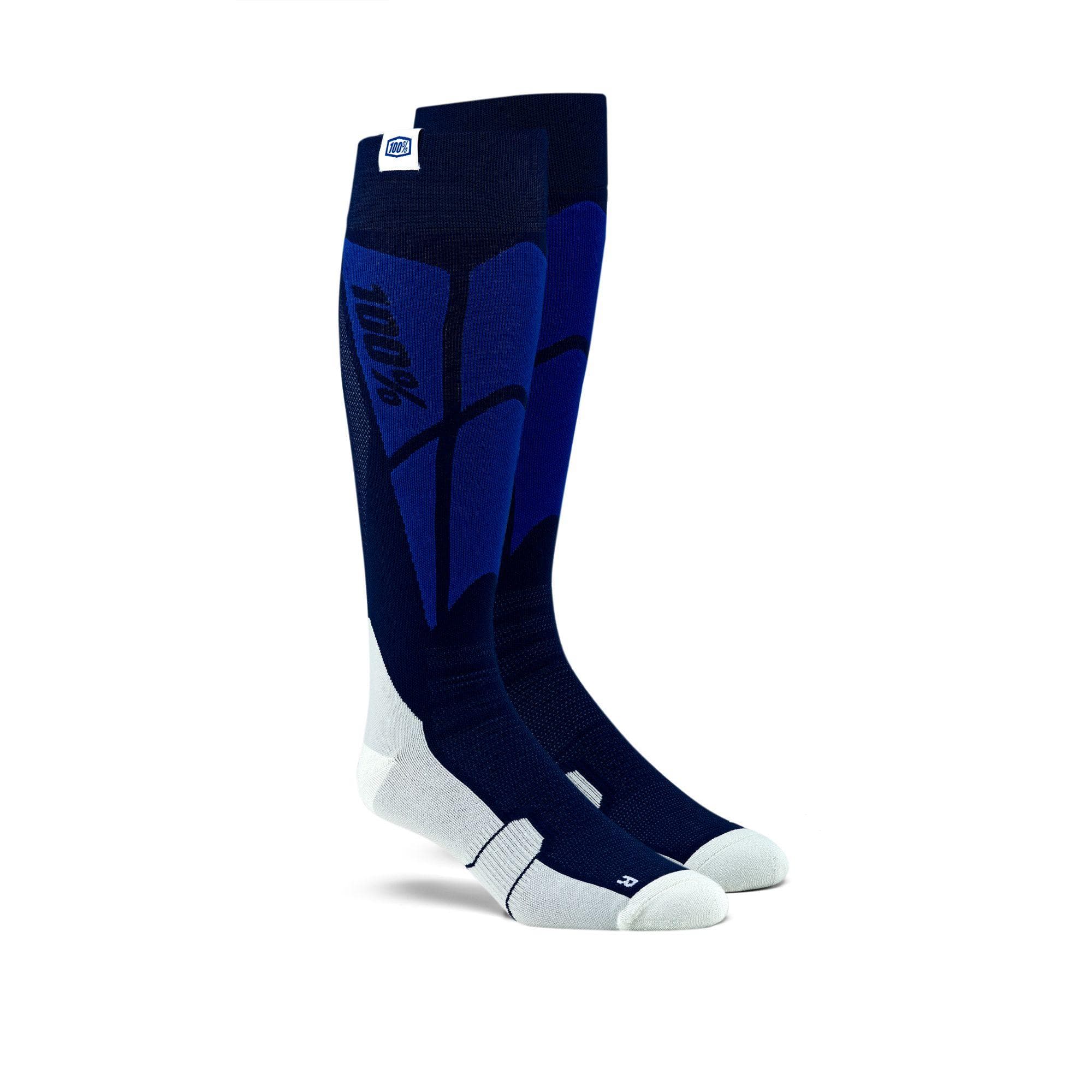 100% Hi Side Performance Moto Socks Navy / Grey L/XL