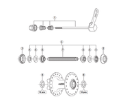 Shimano Spares HB-M525 complete axle assembly M10 108 mm
