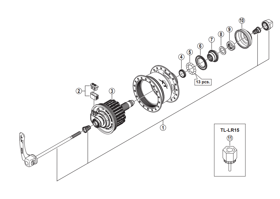Shimano Spares DH-T785 complete quick release 133 mm