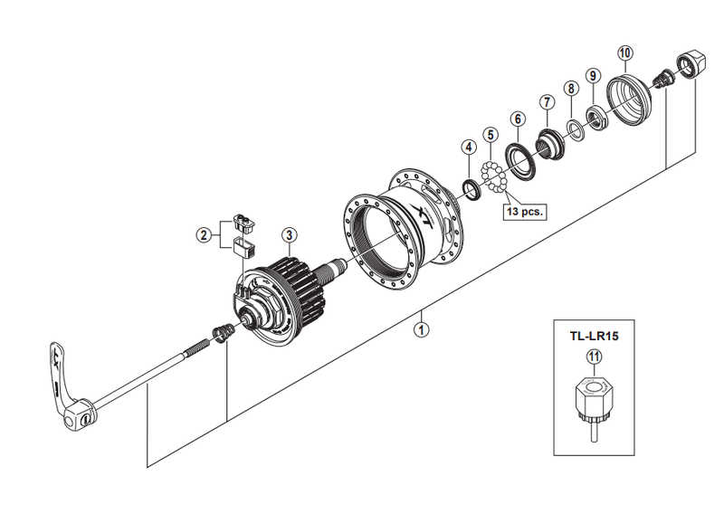 Load image into Gallery viewer, Shimano Spares DH-T785 complete quick release 133 mm
