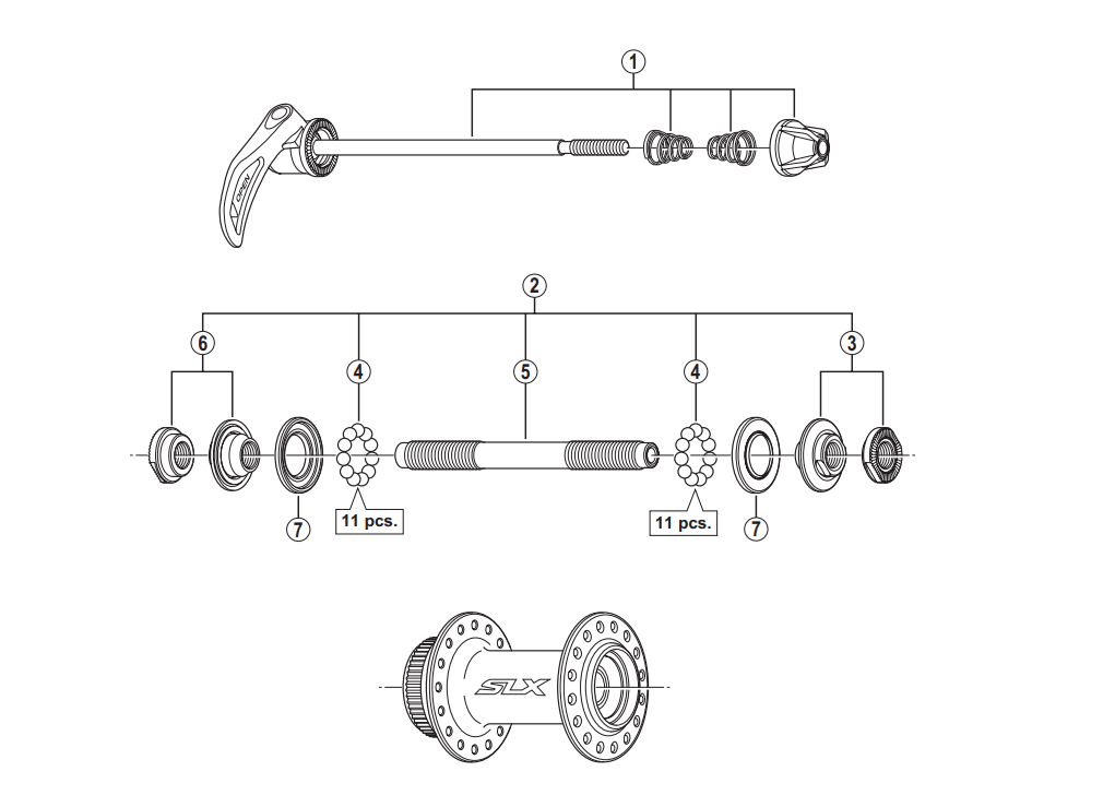 Shimano Spares HB-M675 complete hub axle 108 mm