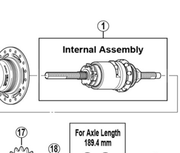 Load image into Gallery viewer, Shimano Spares SG-3R40 Nexus internal assembly unit; 170 mm
