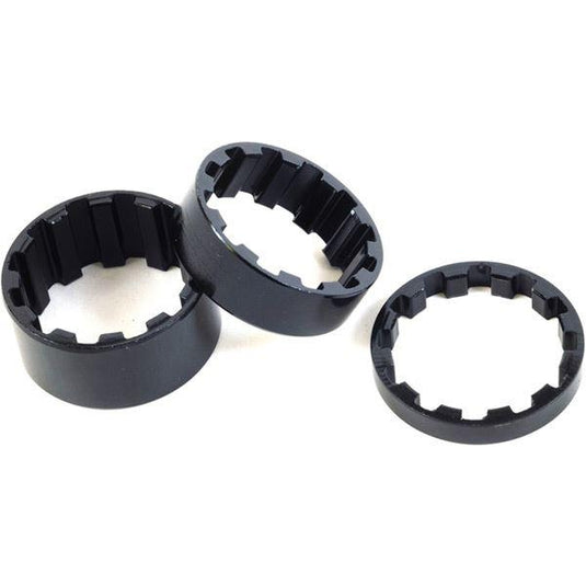M Part Splined Alloy Headset Spacers 1 inch; 5 / 10 / 15 mm Black; Pack of 3
