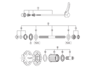 Shimano Spares FH-M756-A complete hub axle; 146 mm