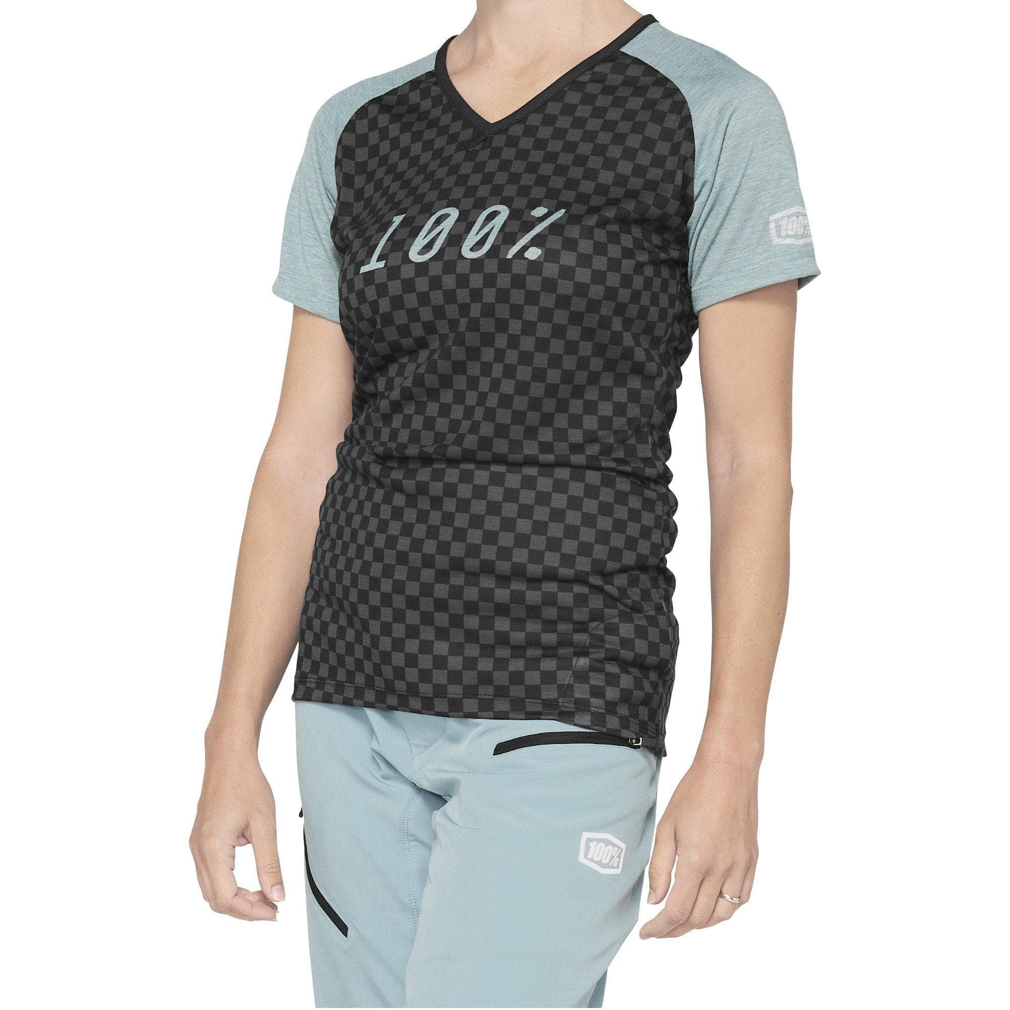 100% Airmatic Women's Jersery Seafoam Checkers XL