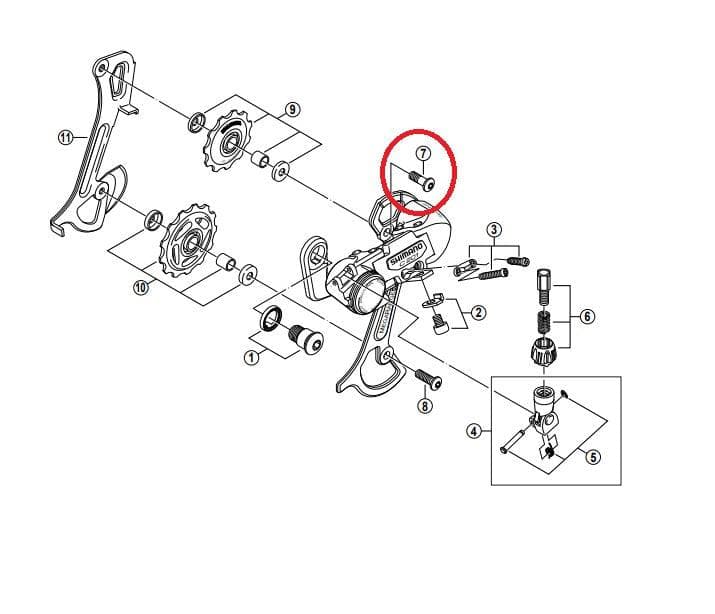 Shimano Spares RD-C201 guide pulley bolt; M5 x 14.5 mm