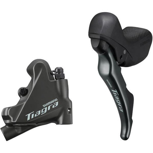 Shimano Tiagra ST-4720 Tiagra 2-speed STI bled with BR-4770 flat mount calliper; left rear