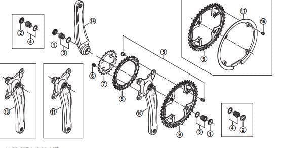 Load image into Gallery viewer, Shimano Spares FC-M540 double chainring fixing bolts and nuts - M8 x 8.5 mm - (set of 4)
