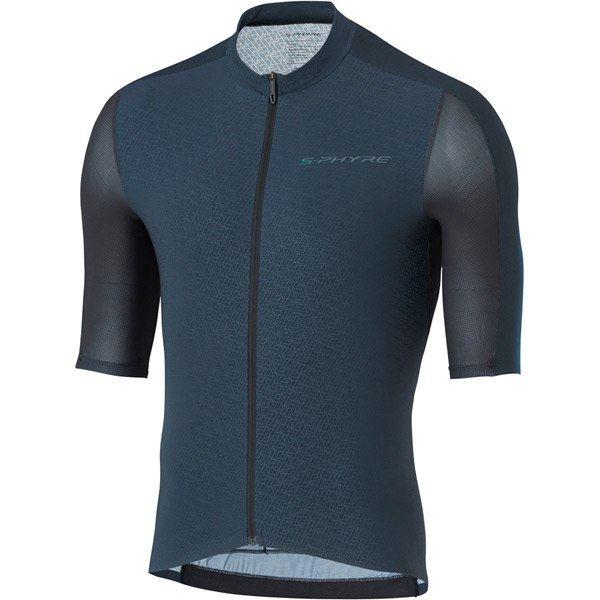 Load image into Gallery viewer, Shimano Clothing Men&#39;s; S-PHYRE FLASH Short Sleeve Jersey; Black/Blue; Size S
