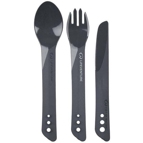 Lifeventure Ellipse Knife; Fork and Spoon Set - Graphite
